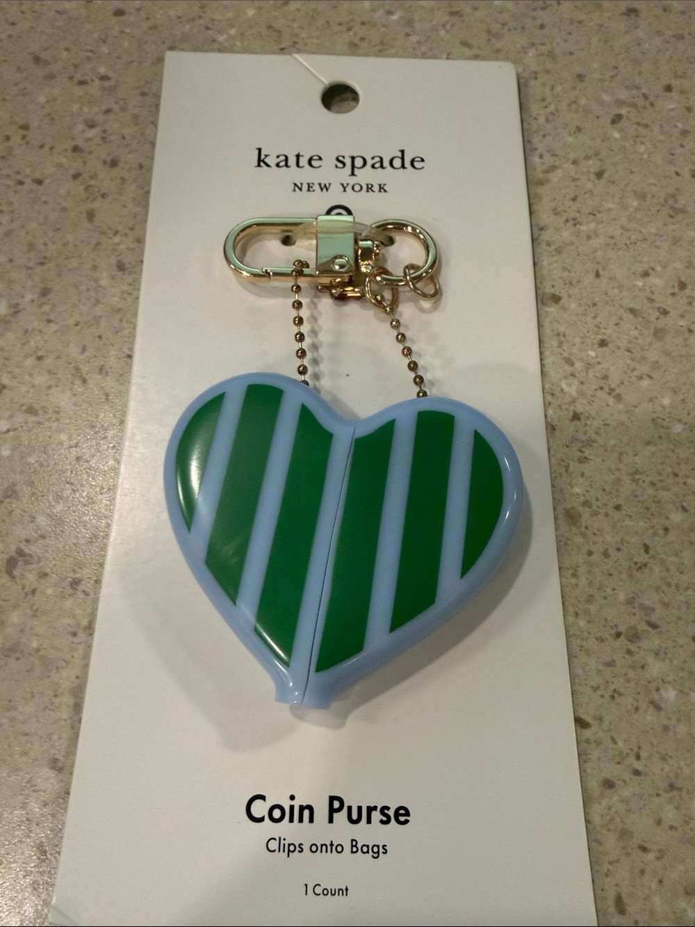 kate spade Heart Coin Purse - Light Blue & Green